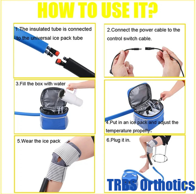 Sistema de terapia de frío Sistema de máquina de hielo para la recuperación de la cirugía de rodilla ACL - bomba silenciosa, kit flexible, portátil, máquina de hielo de rodilla, ideal para lesiones deportivas, dolores de rodilla, tensión y rigidez, espuela proveedor